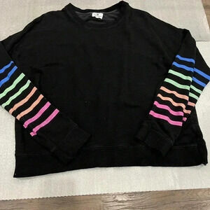 [2/US M]Sundry Crew  Neck Rainbow Arm Stripes Sweatshirt